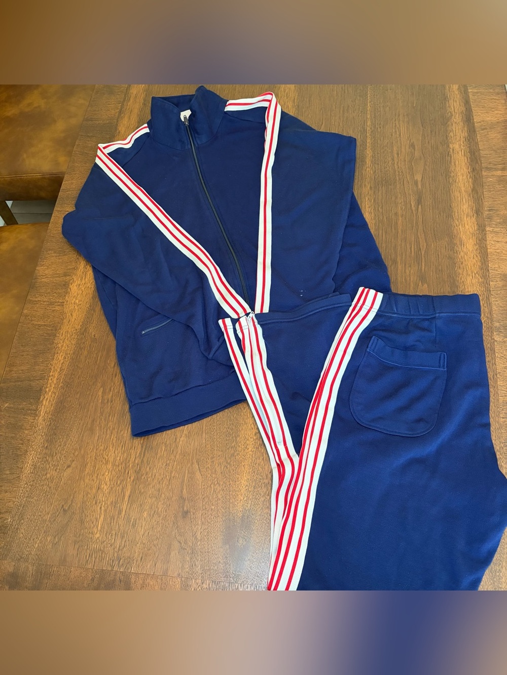 Vtg Jelenk 80s Men’s L Blue 2-Piece Tracksuit Full Zip Side Stripe Jacket Pants